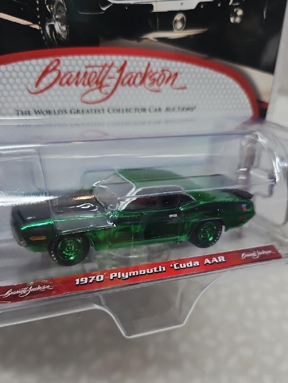 1:64 1970 Plymouth Cuda AAR Barrett-Jackson GreenLight Chase